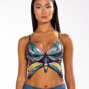 Akira Pandora Butterfly Sequin top Onesize for Women